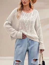 Cable Knit Dropped Shoulder Sweater 100100337070242 47 Affordable Fashion Under $100 Jerry's Apparel 
