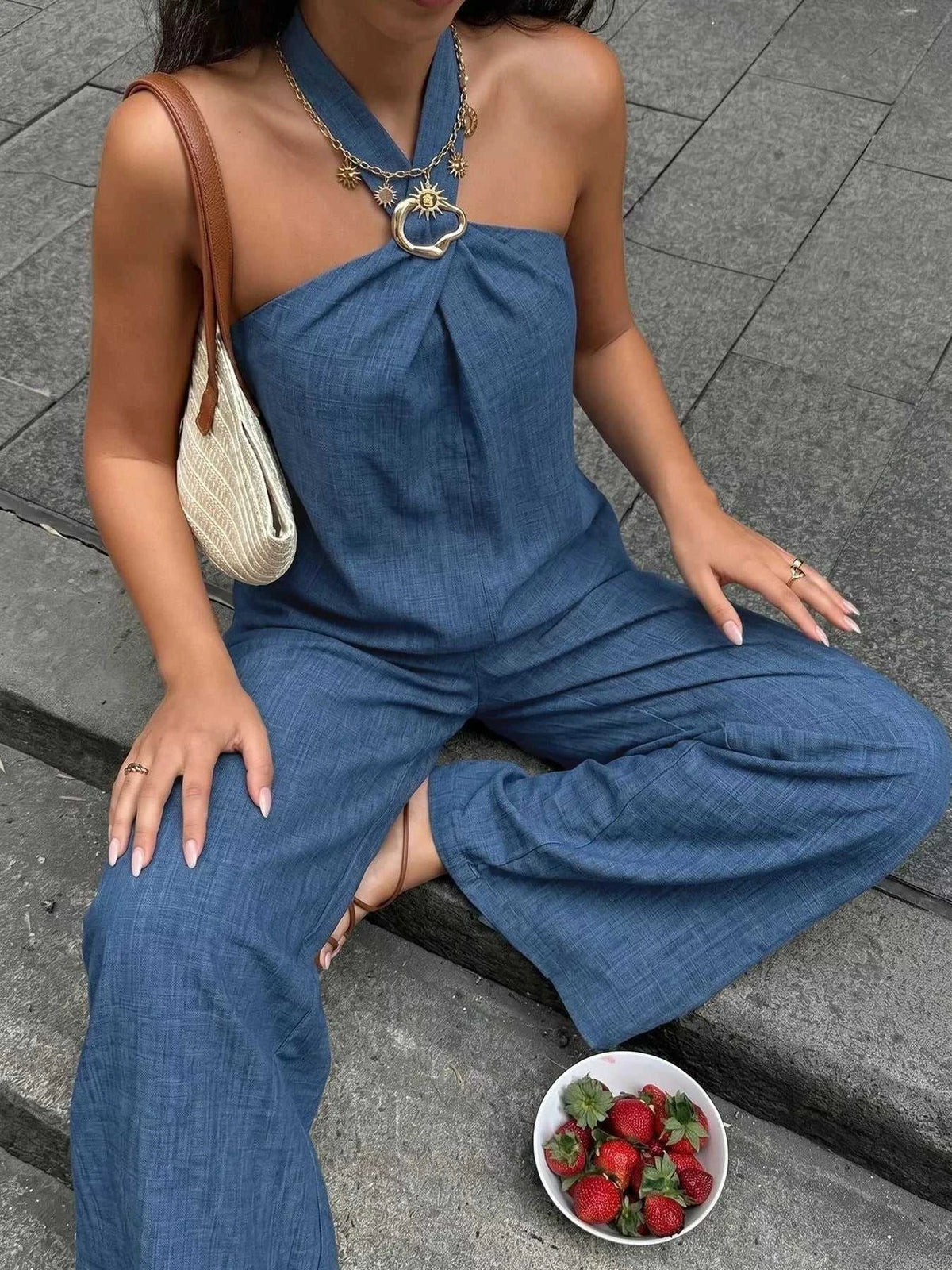 Halter Neck Top and Wide-Leg Pants Set 100100007618224 46 Affordable Fashion Under $100 Jerry's Apparel 