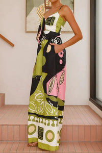 Printed Sweetheart Neck Jumpsuit