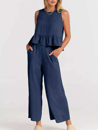Full Size Ruffled Hem Sleeveless Top and Wide-Leg Pants Set Plus Size 100100048319818 31 Affordable Fashion Under $100 Jerry's Apparel 