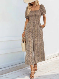 Printed Square Neck Puff Sleeve Jumpsuit 100100346581755 31 Affordable Fashion Under $100 Jerry's Apparel 