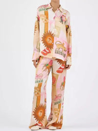 Printed Button Up Top and Pants Set
