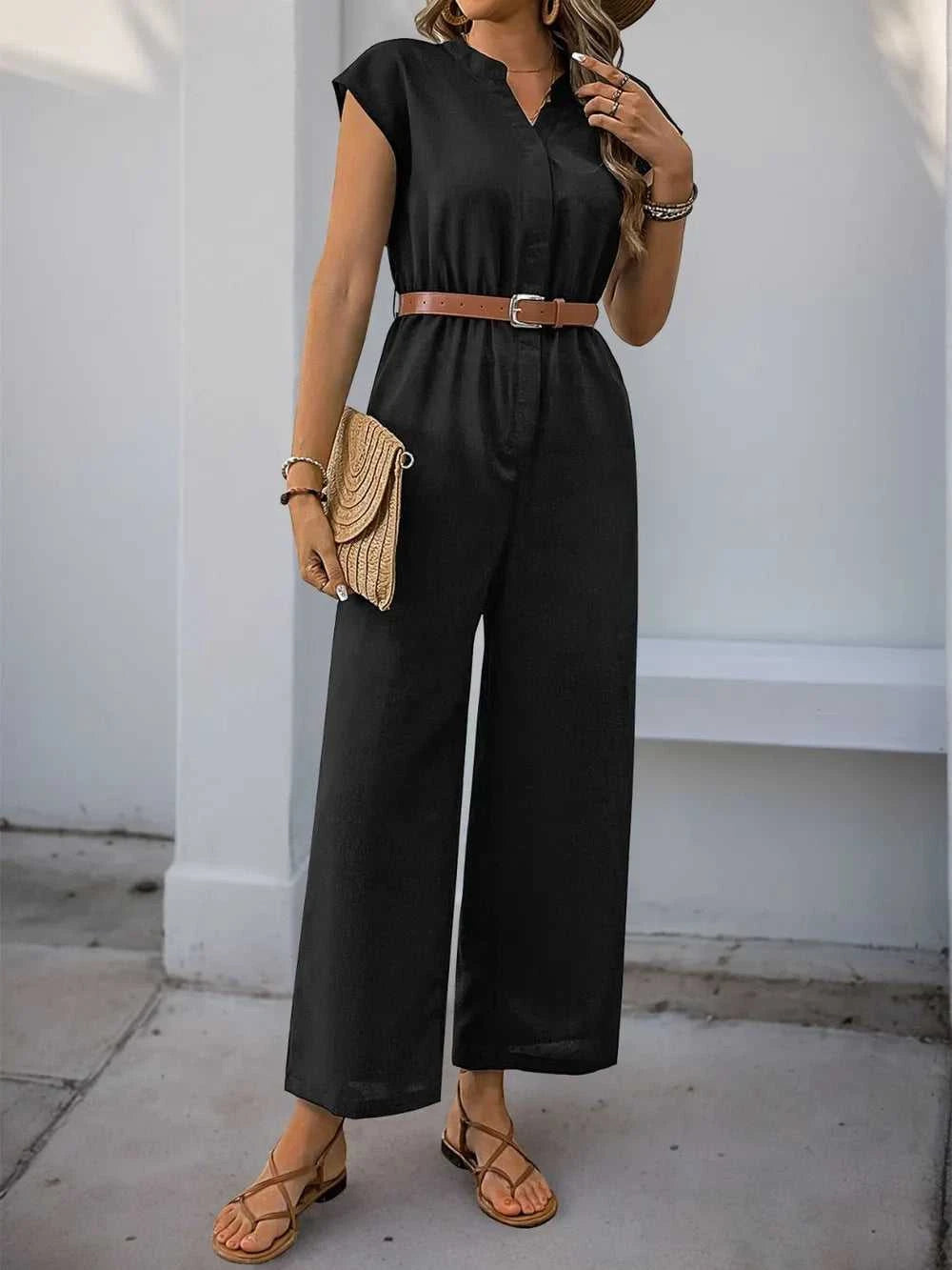 Perfee Notched Wide Leg Jumpsuit 100100292471565 33 Affordable Fashion Under $100 Jerry's Apparel 
