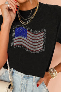 US Flag Round Neck Short Sleeve T-Shirt