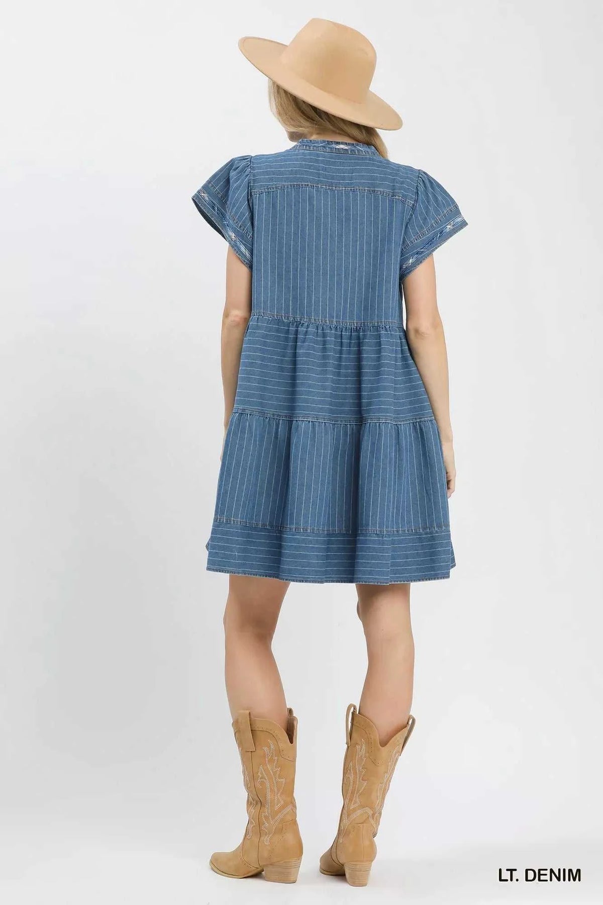 Umgee Chambray Tiered Babydoll Dress 100100395801379 66 Affordable Fashion Under $100 Jerry's Apparel 