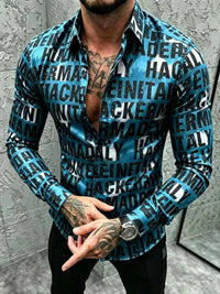 Men's Plus Size Letter Print Slim Fit Long Sleeve Shirt 104001920729219 43 Affordable Fashion Under $100 Jerry's Apparel 