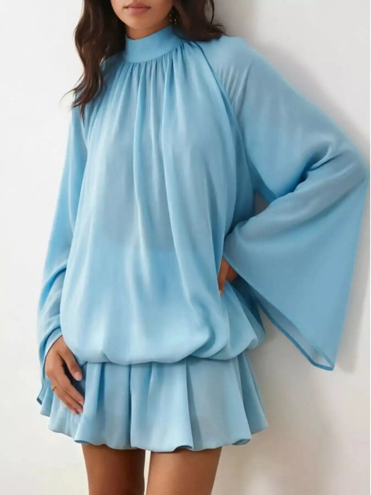 Tie Back Flare Sleeve Mini Dress 101001243212797 45 Affordable Fashion Under $100 Jerry's Apparel 