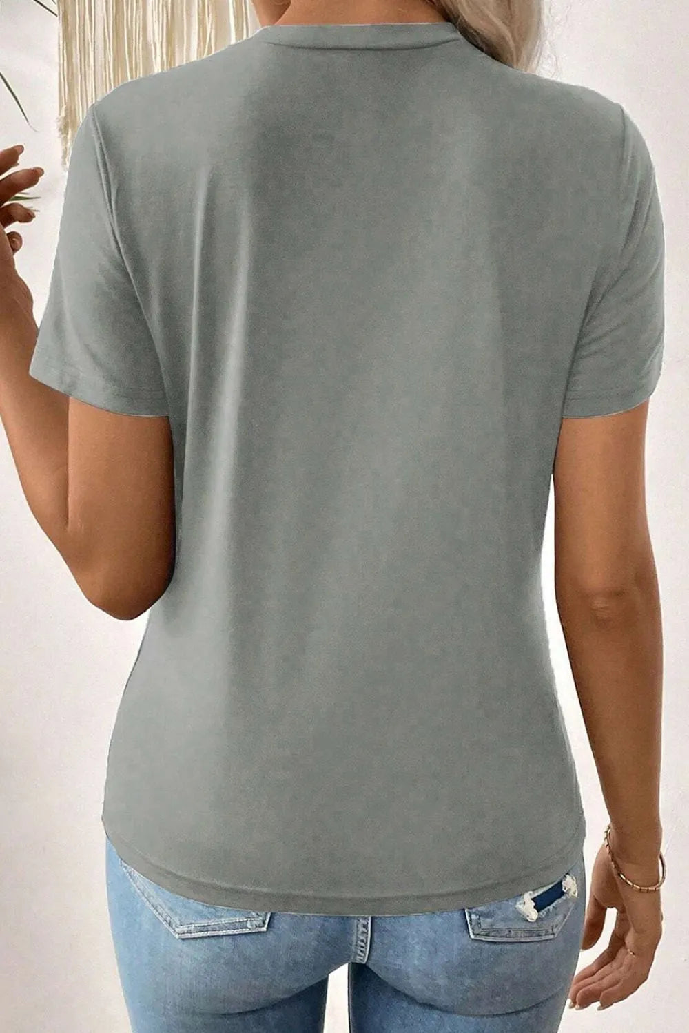 Solid Color Round Neck T Shirt