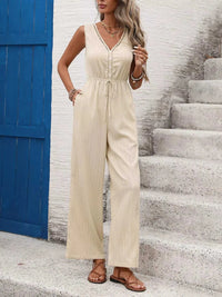 V-Neck Drawstring Waist Wide Leg Jumpsuit 100100848793749 42 Affordable Fashion Under $100 Jerry's Apparel 