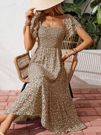 Floral Print Smocked Ruffle Sleeves Dress 100100039252836 42 Affordable Fashion Under $100 Jerry's Apparel 