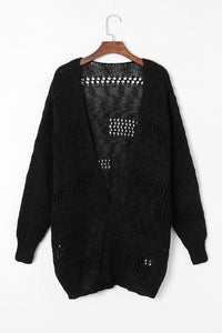 Openwork Open Front Long Sleeve Cardigan