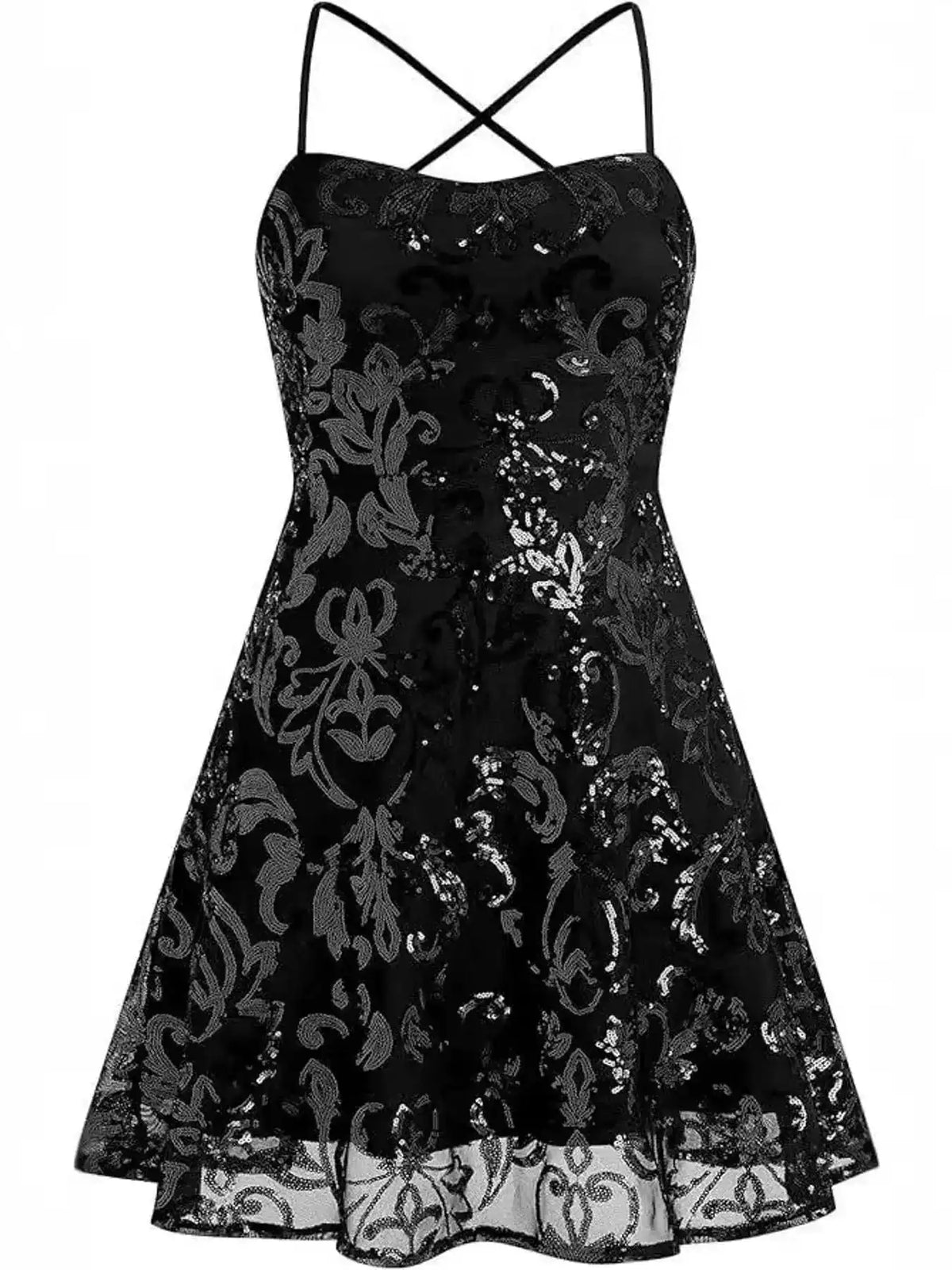 Sequin Square Neck Mini Dress 101001434570366 56 Women's Dress Gifts for Her Jerry's Apparel 