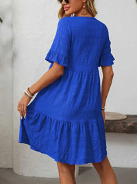 Mandy Ruffled Ruched Round Neck Half Sleeve Dress 100100796041903 25 Affordable Fashion Under $100 Jerry's Apparel 