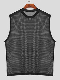 Men's Full Size Openwork Round Neck Tank Plus Size