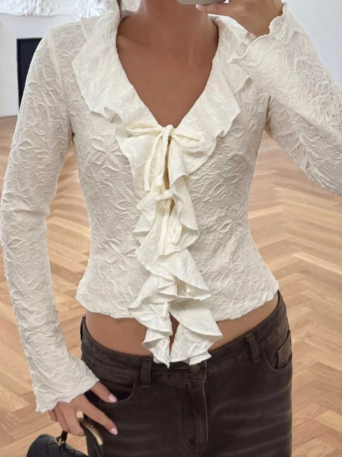 Ruffled Long-Sleeve T-Shirt 100100351703294 31 Affordable Fashion Under $100 Jerry's Apparel 