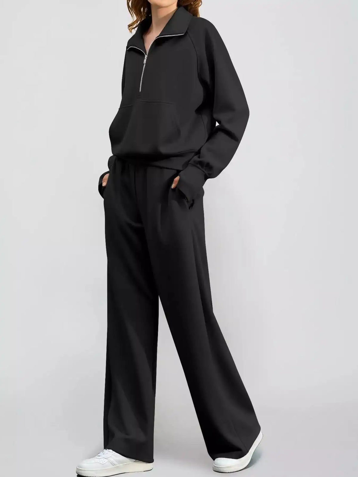 Half-Zip Sweatshirt and Wide-Leg Pants Set 101001840100593 40 Affordable Fashion Under $100 Jerry's Apparel 