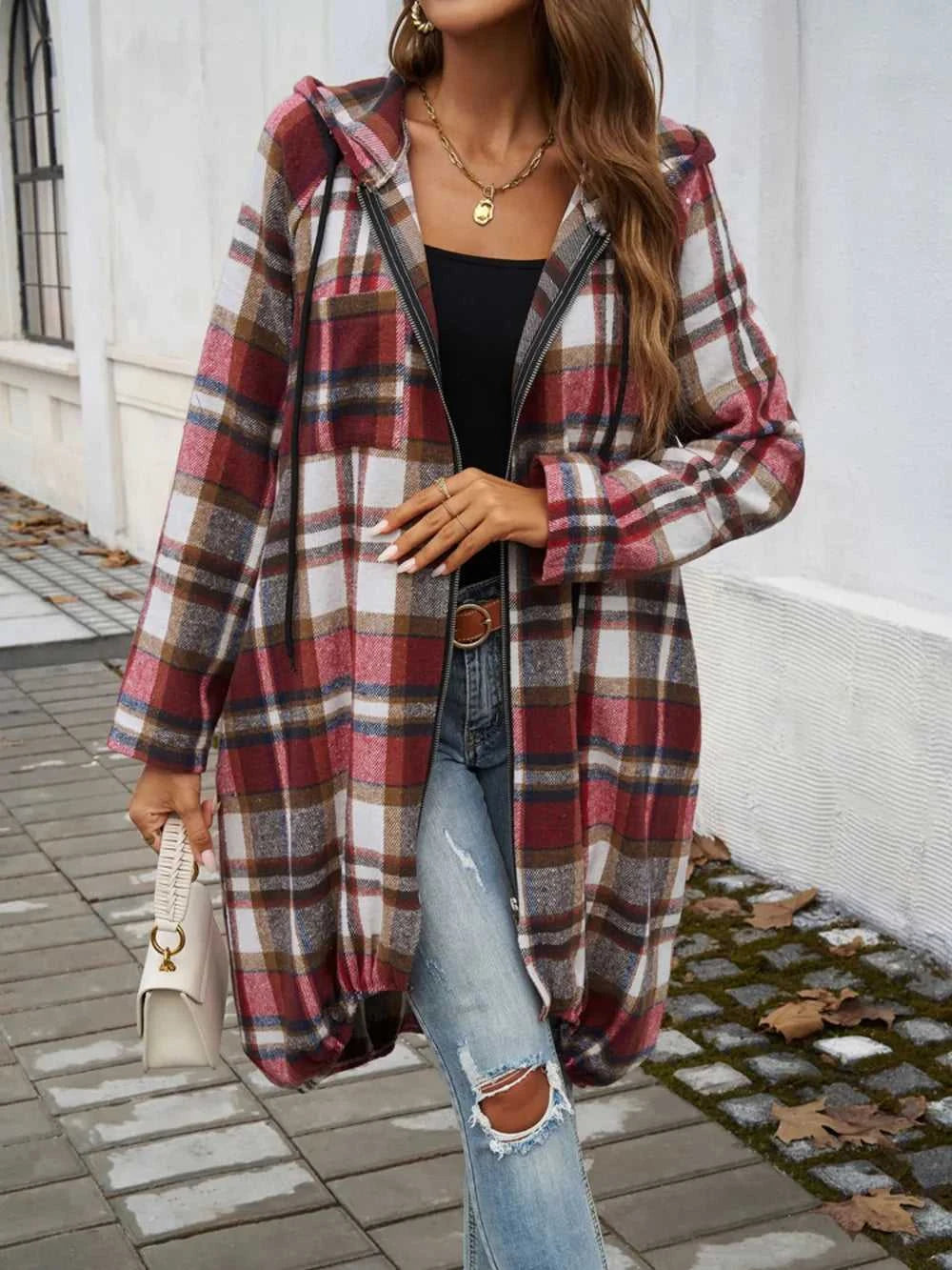 Devine Plaid Zip Up Hooded Coat 100100313261902 47 Affordable Fashion Under $100 Jerry's Apparel 