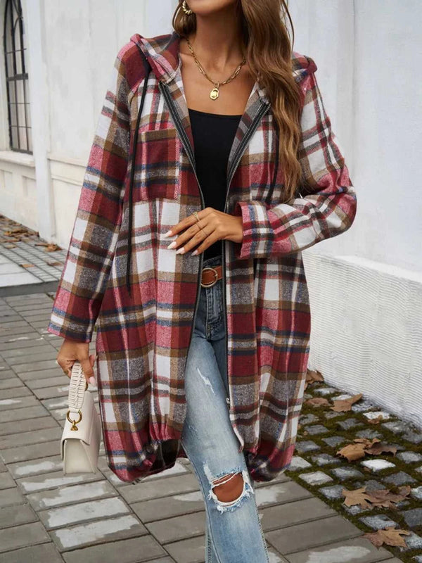 Devine Plaid Zip Up Hooded Coat 100100313261902 47 Affordable Fashion Under $100 Jerry's Apparel 