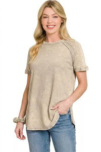 Zenana French Terry Washed Curved Hem Top 100100771441104 25 Affordable Fashion Under $100 Jerry's Apparel 