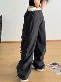 Cargo Wide Leg Pants with Bow Tie Details