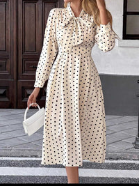 Polka Dot Tie Front Long Sleeve Midi Dress 100100412285779 42 Gifts for Her Jerry's Apparel 