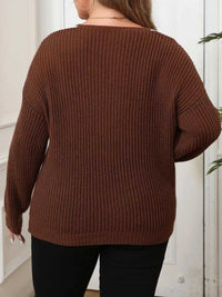 Plus Size Contrast Trim Button-Decorated Sweater 101002671808659 34 Affordable Fashion Under $100 Jerry's Apparel 