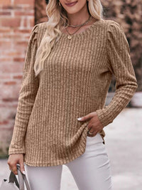 Ribbed Knit Puff Sleeve T-Shirt 100100962471478 28 Affordable Fashion Under $100 Jerry's Apparel 