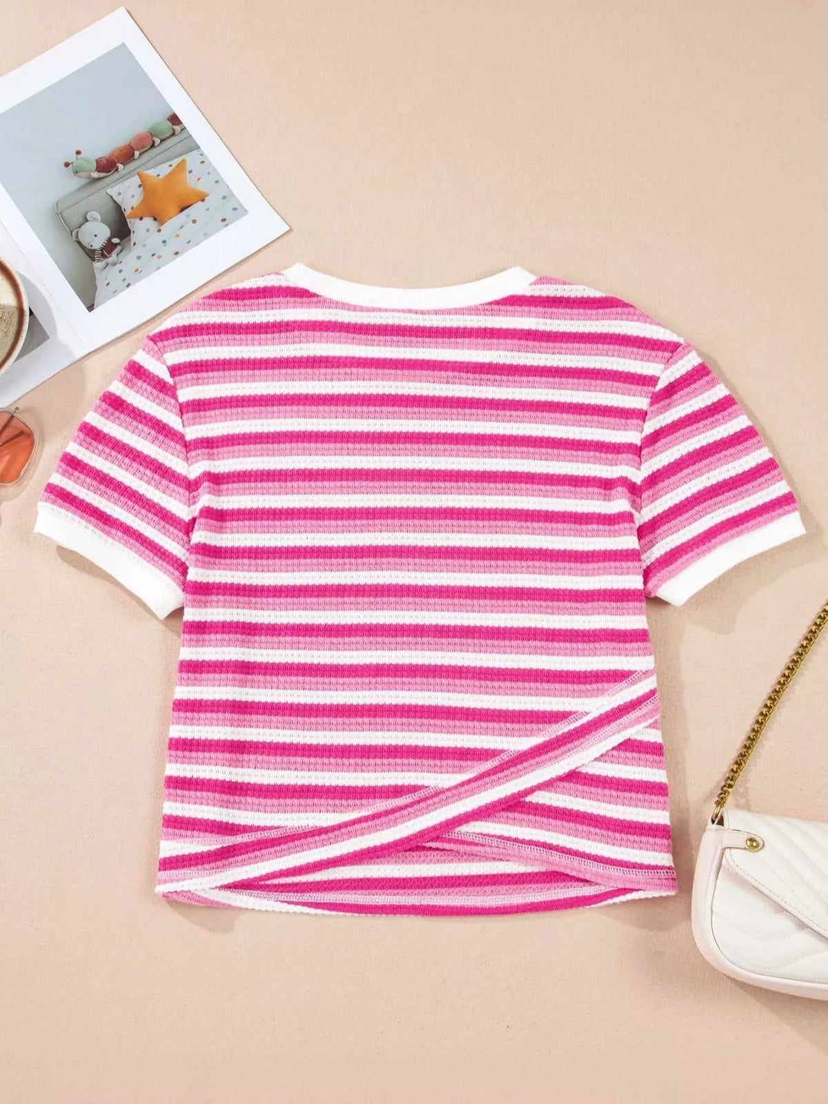 Textured Knit Short Sleeve Crossed Detail Tee 100100489772010 24 Affordable Fashion Under $100 Jerry's Apparel 