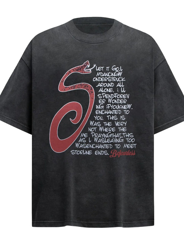 Men's Letter Round Neck Short Sleeve T-Shirt