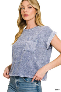 Zenana Halo Snow Washed Cotton Cuffed Short Sleeve Top 100100511521986 23 Affordable Fashion Under $100 Jerry's Apparel 