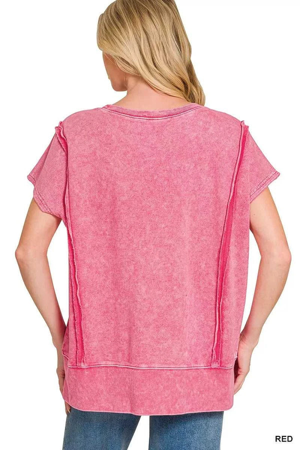 Zenana F/terry Halo Snow Washed Oversized Hi-low Top 100100762831428 32 Affordable Fashion Under $100 Jerry's Apparel 