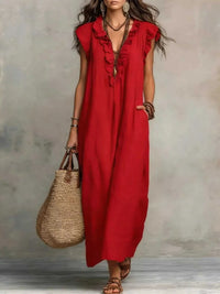 Ruffled V-Neck Maxi Dress 100100710285822 31 Affordable Fashion Under $100 Jerry's Apparel 