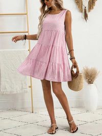 Plaid Round Neck Sleeveless Mini Dress 100100093541083 32 Affordable Fashion Under $100 Jerry's Apparel 
