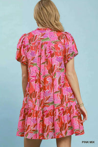 Umgee Tropical Floral Puff Sleeve Tiered Mini Dress 100100108761688 64 Affordable Fashion Under $100 Jerry's Apparel 