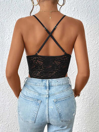 Perfee Crisscross Lace Spaghetti Strap Bodysuit 100100372071398 26 Affordable Fashion Under $100 Jerry's Apparel 
