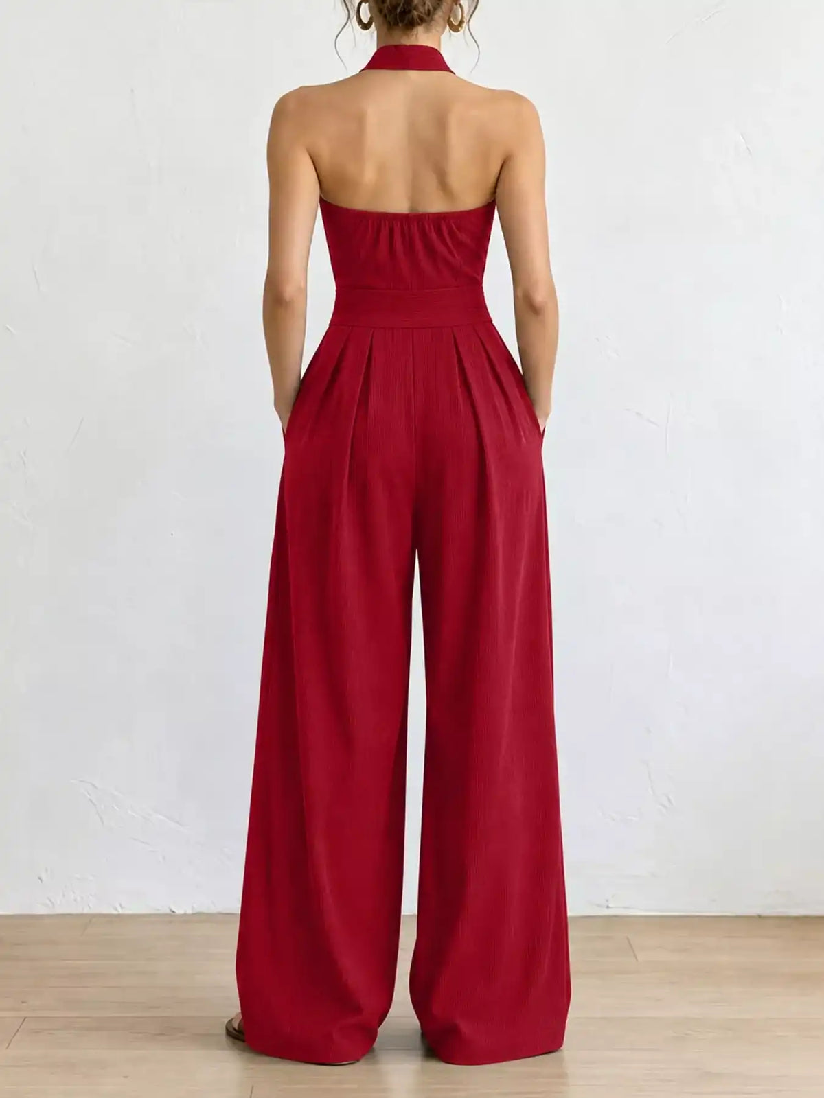 Full Size Halter Neck Wide-Leg Jumpsuit Plus Size 101001857800379 54 Affordable Fashion Under $100 Jerry's Apparel 