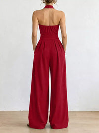 Full Size Halter Neck Wide-Leg Jumpsuit Plus Size 101001857800379 54 Affordable Fashion Under $100 Jerry's Apparel 