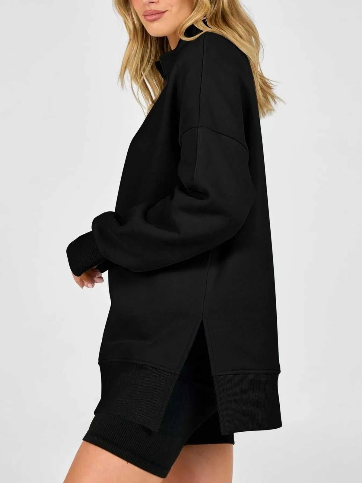 Quarter-Zip Dropped Shoulder Sweatshirt 101001101551160 56 Affordable Fashion Under $100 Jerry's Apparel 