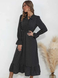 Polka Dot Ruffle Hem Midi Dress 100100992204354 44 Affordable Fashion Under $100 Jerry's Apparel 