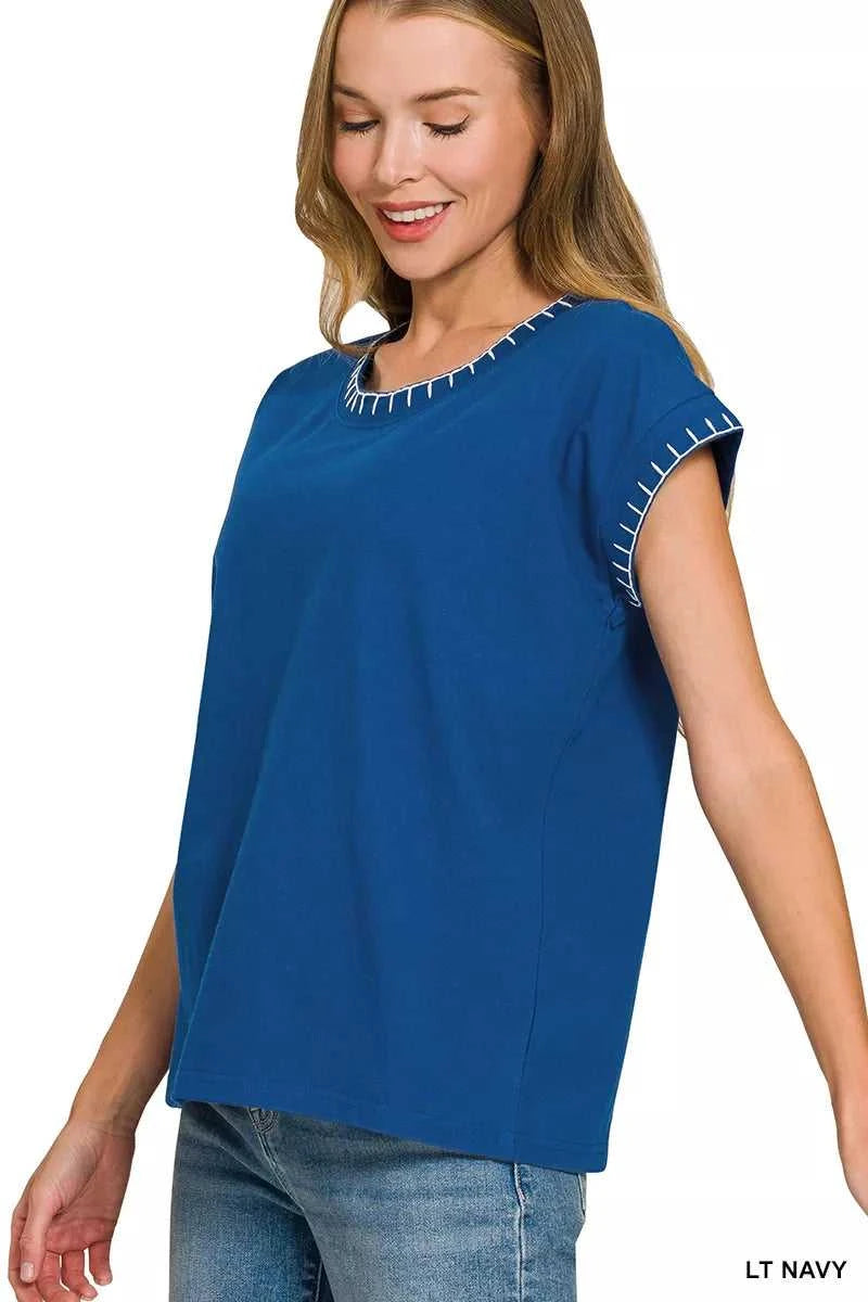 Zenana Stitch Detailed Oversize Top 100100758711397 26 Affordable Fashion Under $100 Jerry's Apparel 