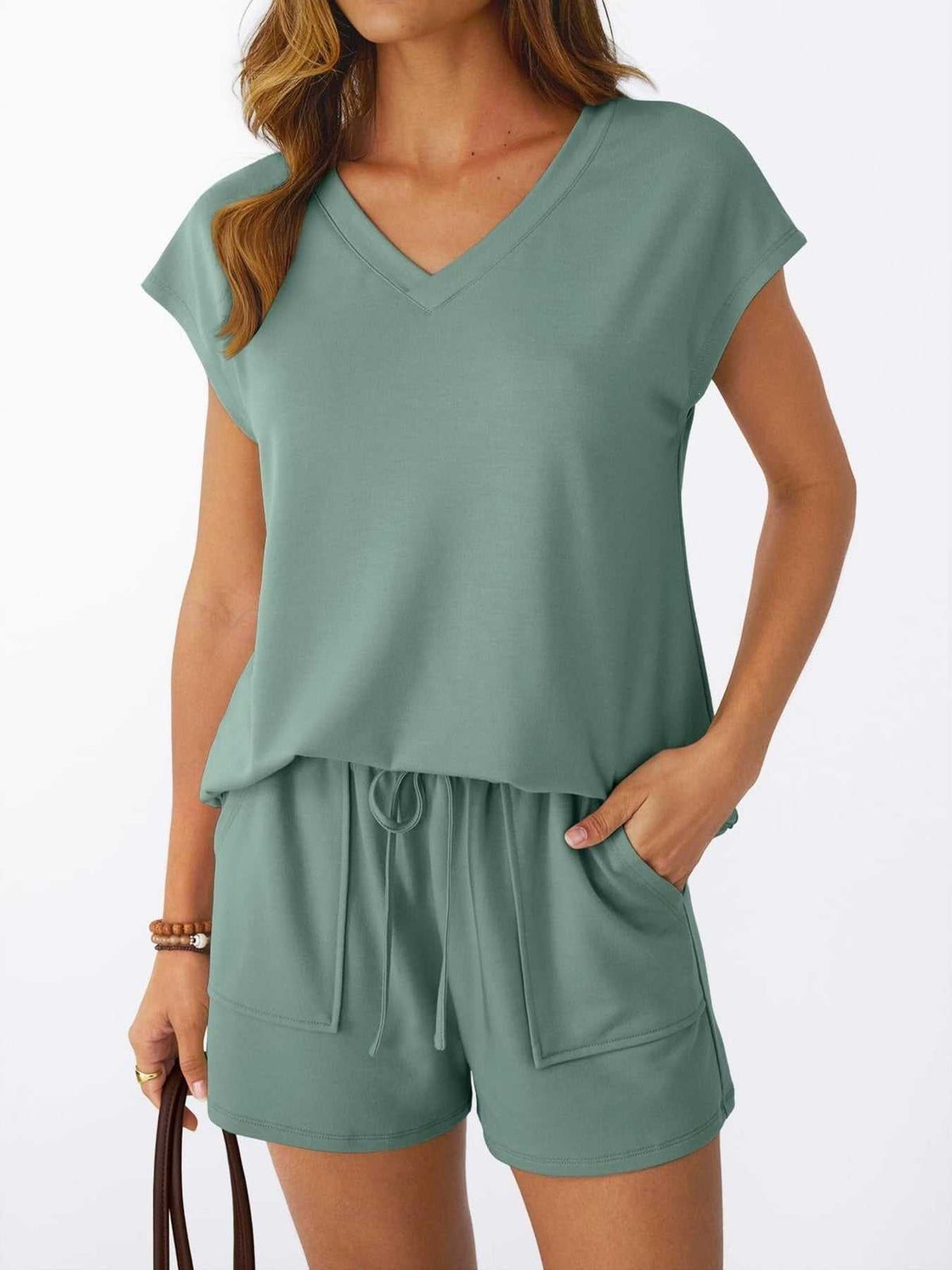 Casual V-Neck T-Shirt and Shorts Set 100100459433935 40 Affordable Fashion Under $100 Jerry's Apparel 