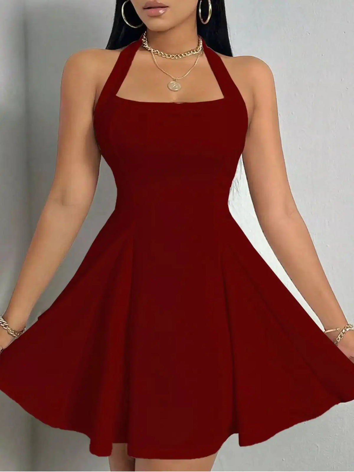 Halter Neck Sleeveless A-Line Mini Dress 101001141853231 35 Gifts for Her Jerry's Apparel 