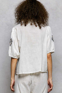 POL Button Down Embroidered Floral Short Sleeve Shirt 100100350981945 50 Affordable Fashion Under $100 Jerry's Apparel 