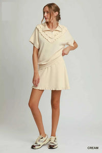 Umgee Ruffle Quarter Zip Short Sleeve Top 100100377651721 53 Affordable Fashion Under $100 Jerry's Apparel 