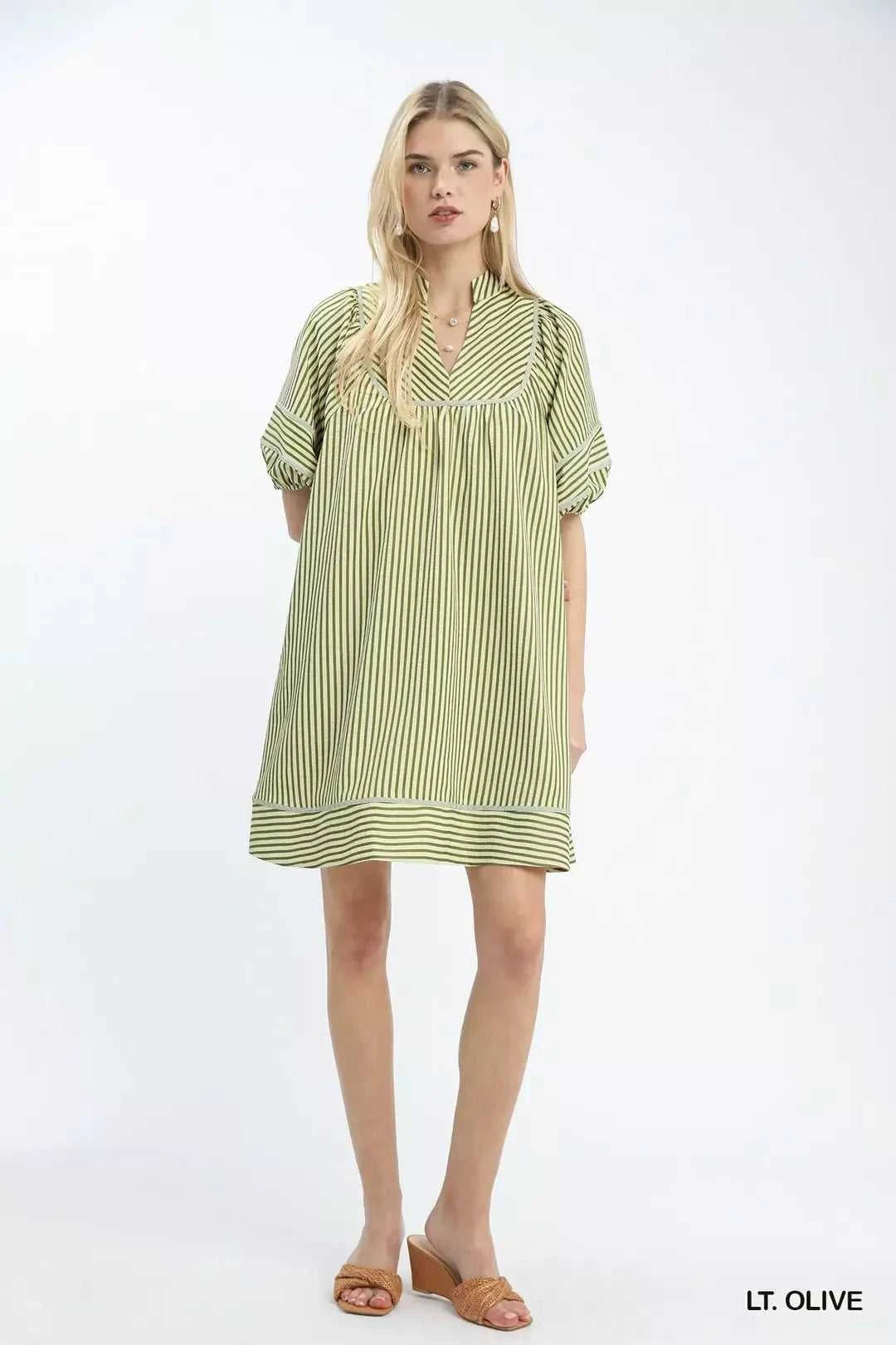 Umgee Striped Puff Sleeve Shift Dress 100100644211313 53 Gifts for Her Jerry's Apparel 