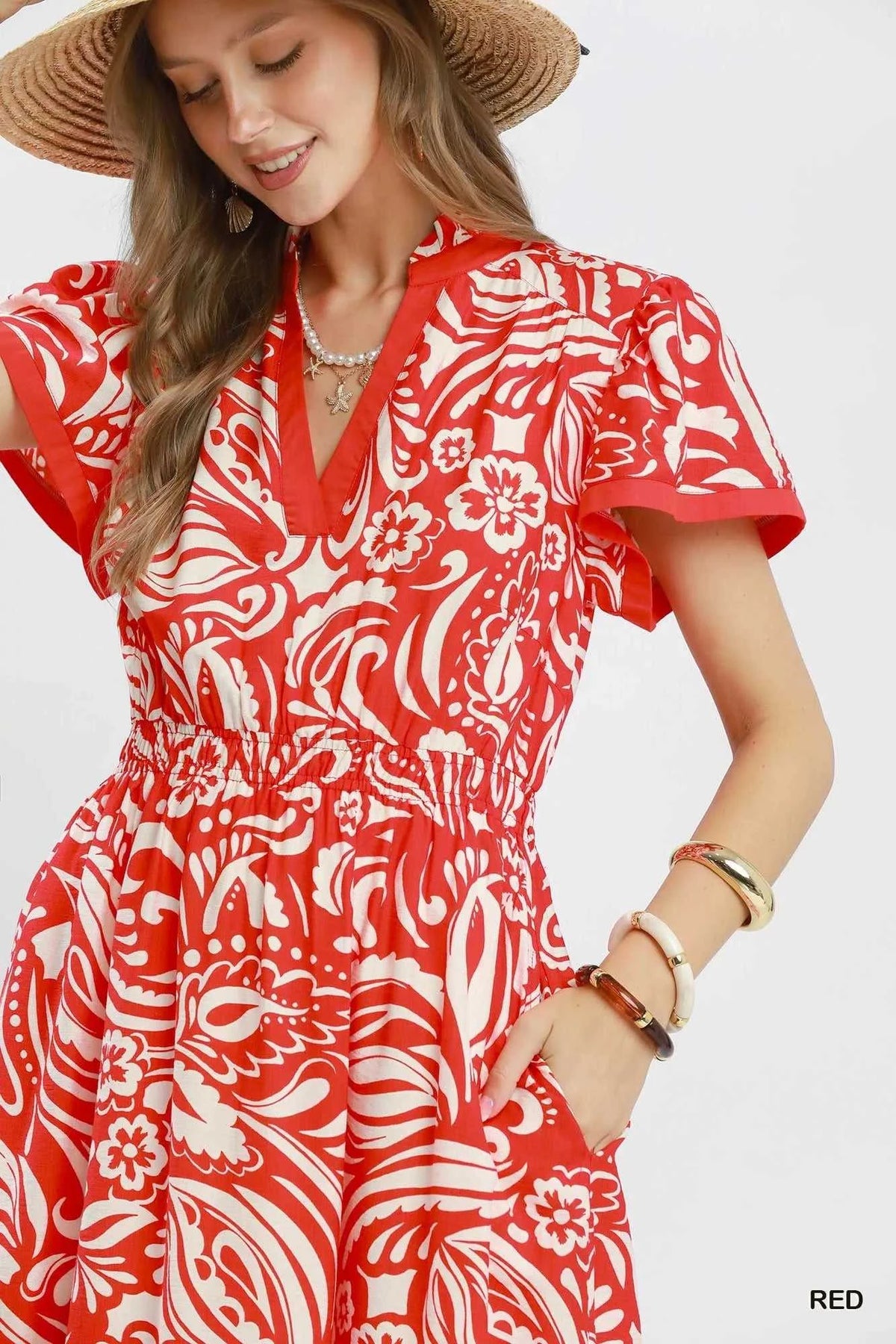 Umgee Paisley Print Midi Dress with Side Pockets 100100431721406 62 Affordable Fashion Under $100 Jerry's Apparel 