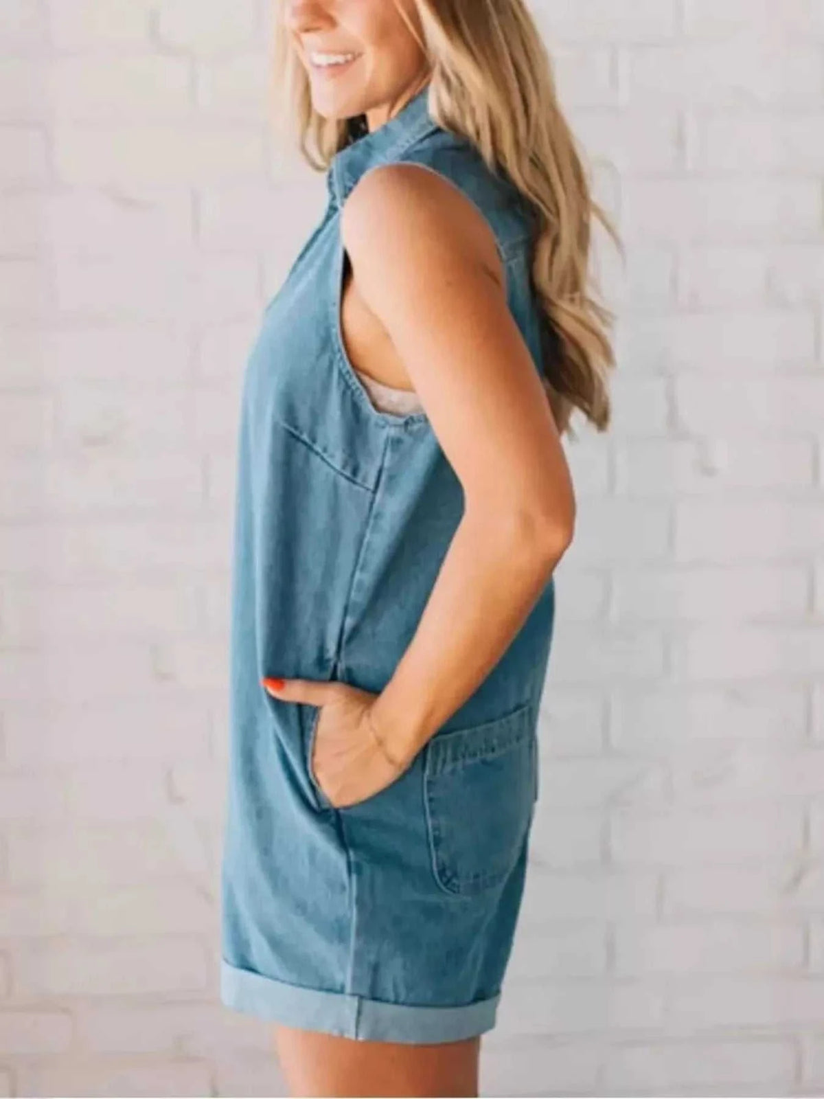 Sleeveless Zip-Up Denim Romper 100100749391272 52 Affordable Fashion Under $100 Jerry's Apparel 
