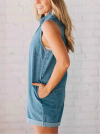 Sleeveless Zip-Up Denim Romper 100100749391272 52 Affordable Fashion Under $100 Jerry's Apparel 