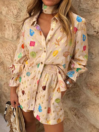 Colorful Print Shirt and Shorts Matching Set