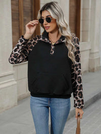 Leopard Print Sleeve Quarter Snap Sweatshirt 100100434021982 36 Affordable Fashion Under $100 Jerry's Apparel 